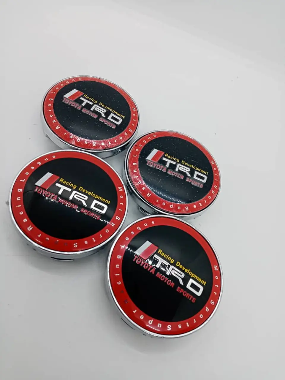 X4 Tapa centro llantas Toyota TRD 60mm 56mm - Negra Rojo 8