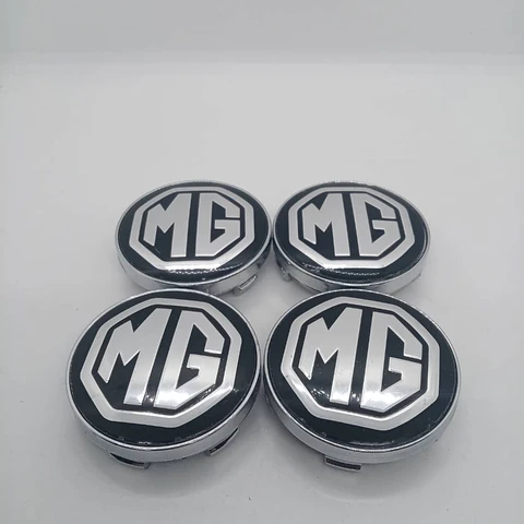 Set x4 Tapa centro de llanta MG negra con letra plata