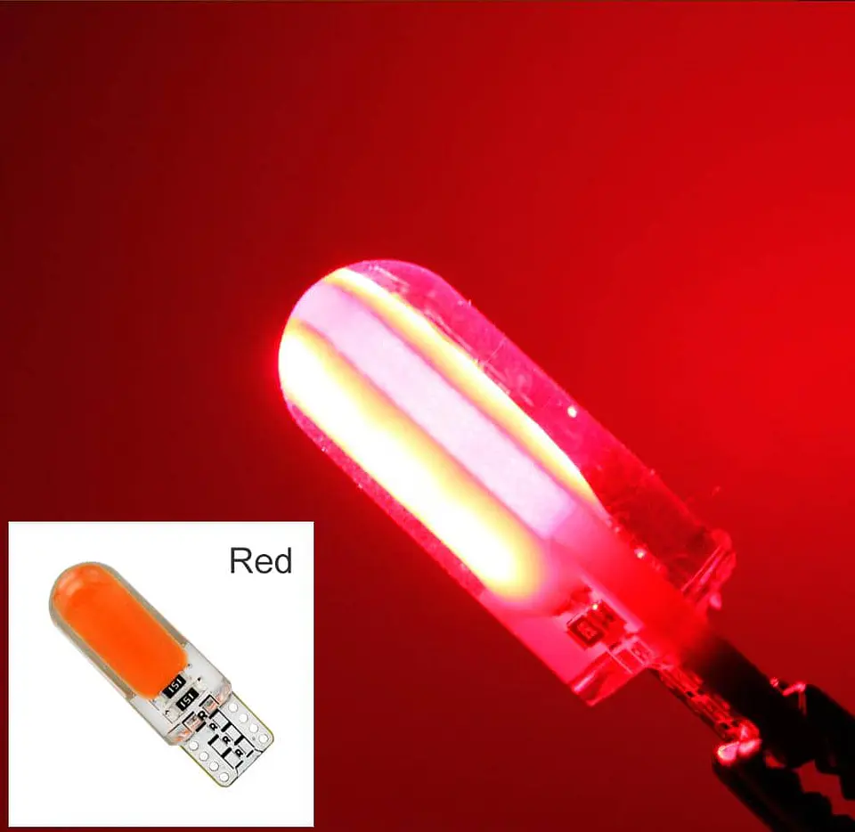 X10 ampolletas T10 W5W 12V silicona - Rojo 7
