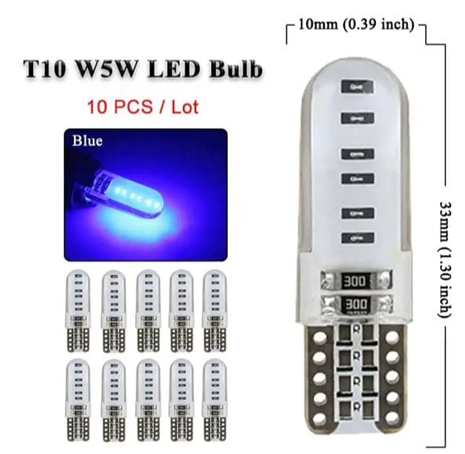 X10 ampolletas T10 W5W 12V silicona - Azul 13