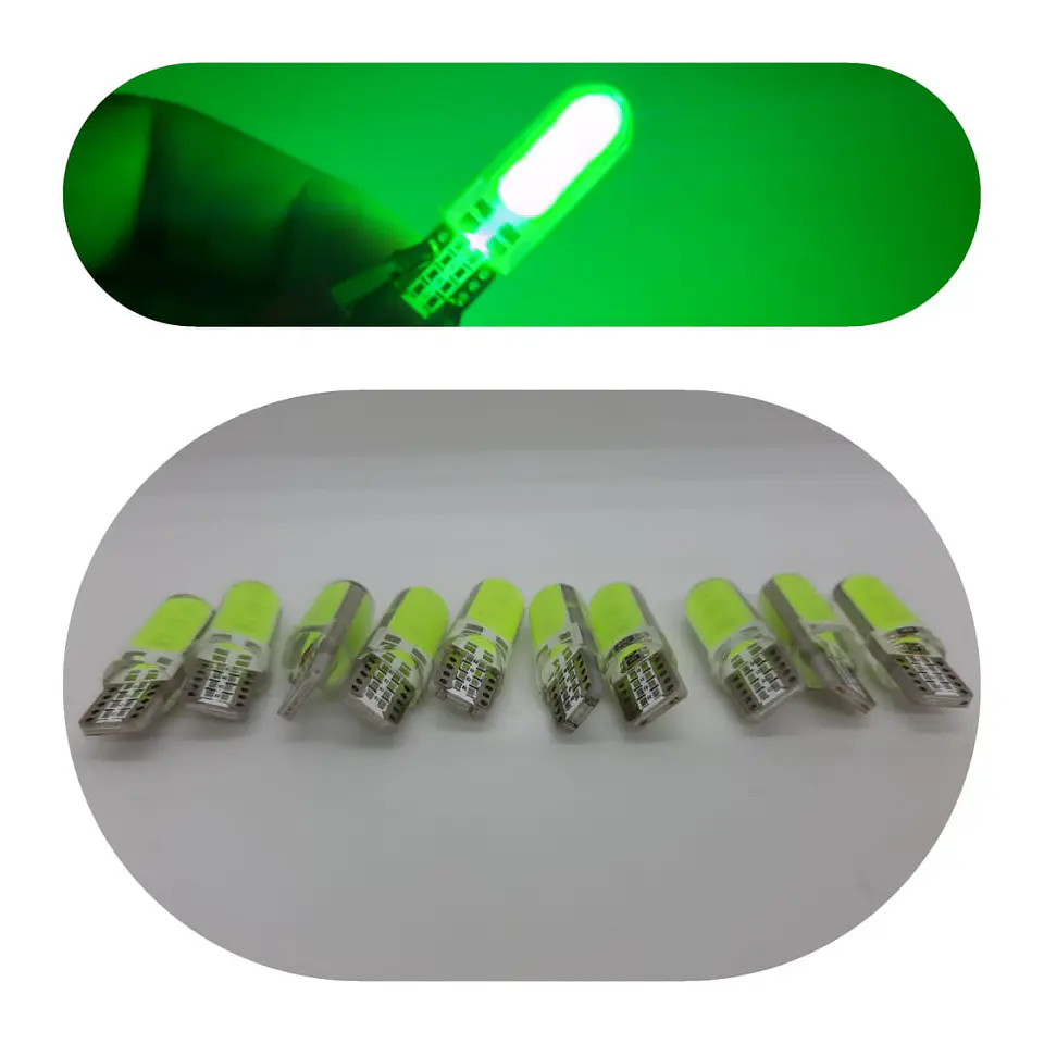 X10 ampolletas T10 W5W 12V silicona - Verde 1