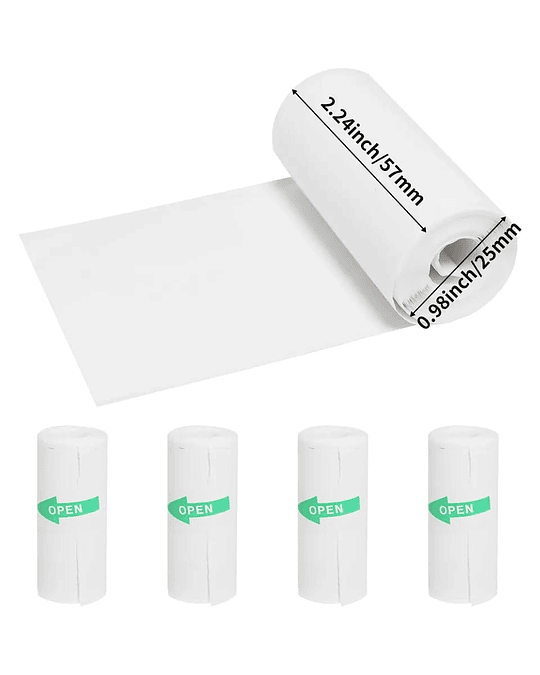 X5 Rollos Blancos adhesivos continuos para impresora térmica gatito y otras medida 57mm x 25mm precio 10990