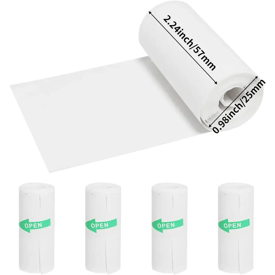 X5 Rollos Blancos adhesivos continuos para impresora térmica gatito y 7