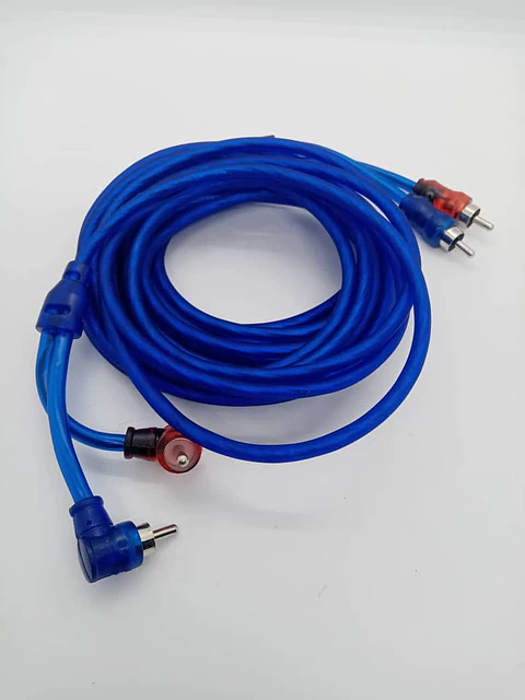 Cable RCA 2x2 estéreo trenzado Azul 5m