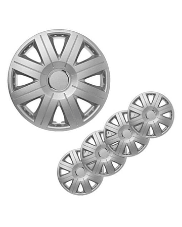Set de 4 tapas de ruedas o copa aro 14 te permitirá proteger las llantas de tu vehículo y darle identidad a tu auto gracias al estilo de las tapas color plata