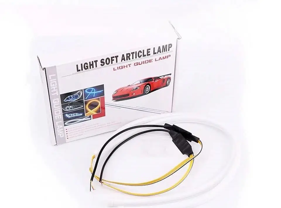 X2 cinta tiras Led tubular de focos DRL secuencial blanco con ámbar 1