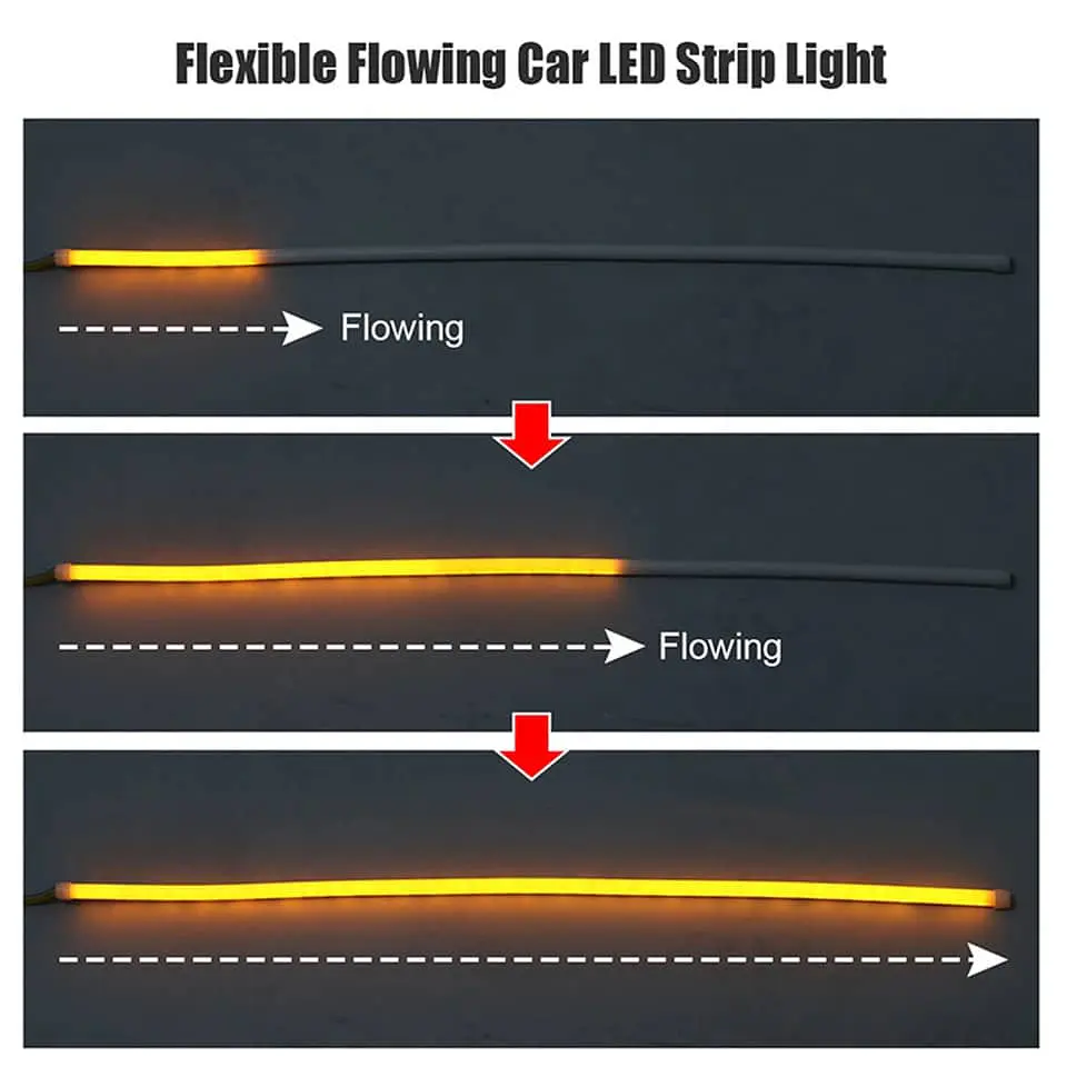 X2 cinta tiras Led tubular de focos DRL secuencial blanco con ámbar 3
