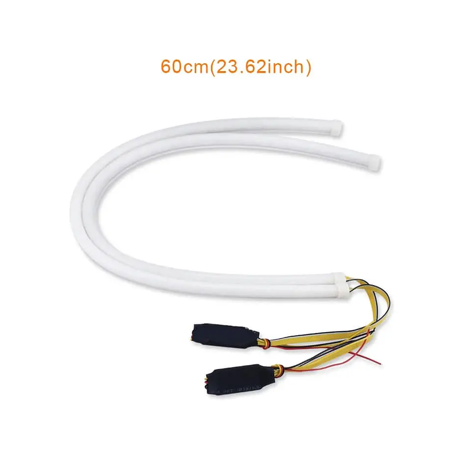 X2 cinta tiras Led tubular de focos DRL secuencial blanco con ámbar 6