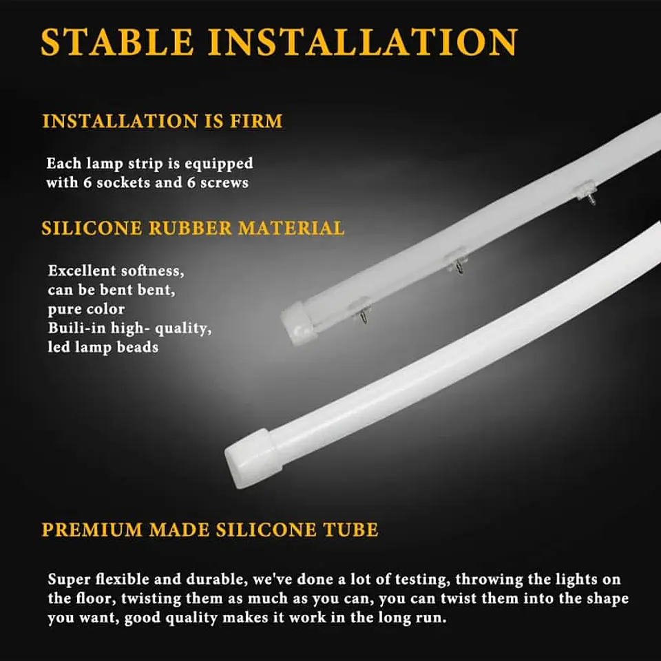 X2 cinta tiras Led tubular de focos DRL secuencial blanco con ámbar 8