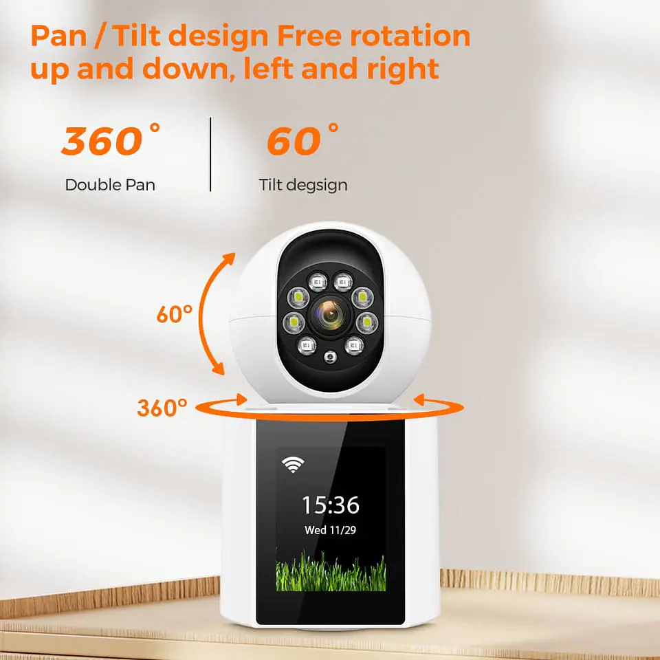 Camara de Seguridad wifi 360, con pantalla video llamadas 14