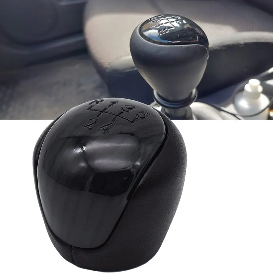 Pomo palanca cambios cuero 5 vel. con seguro - Cerato/Zotye 3