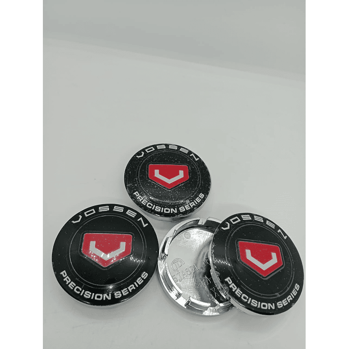 X4 Tapas centro de llantas de auto tunning Medidas disponibles marca Vossen negro con Logo Rojo 3