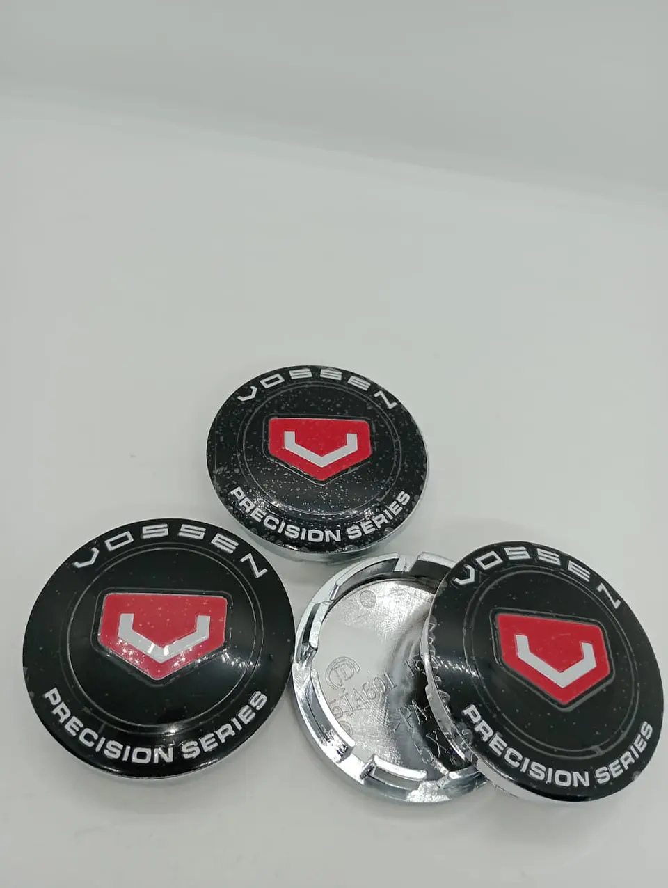 X4 Tapas centro llantas Vossen negro - Negro Rojo 3