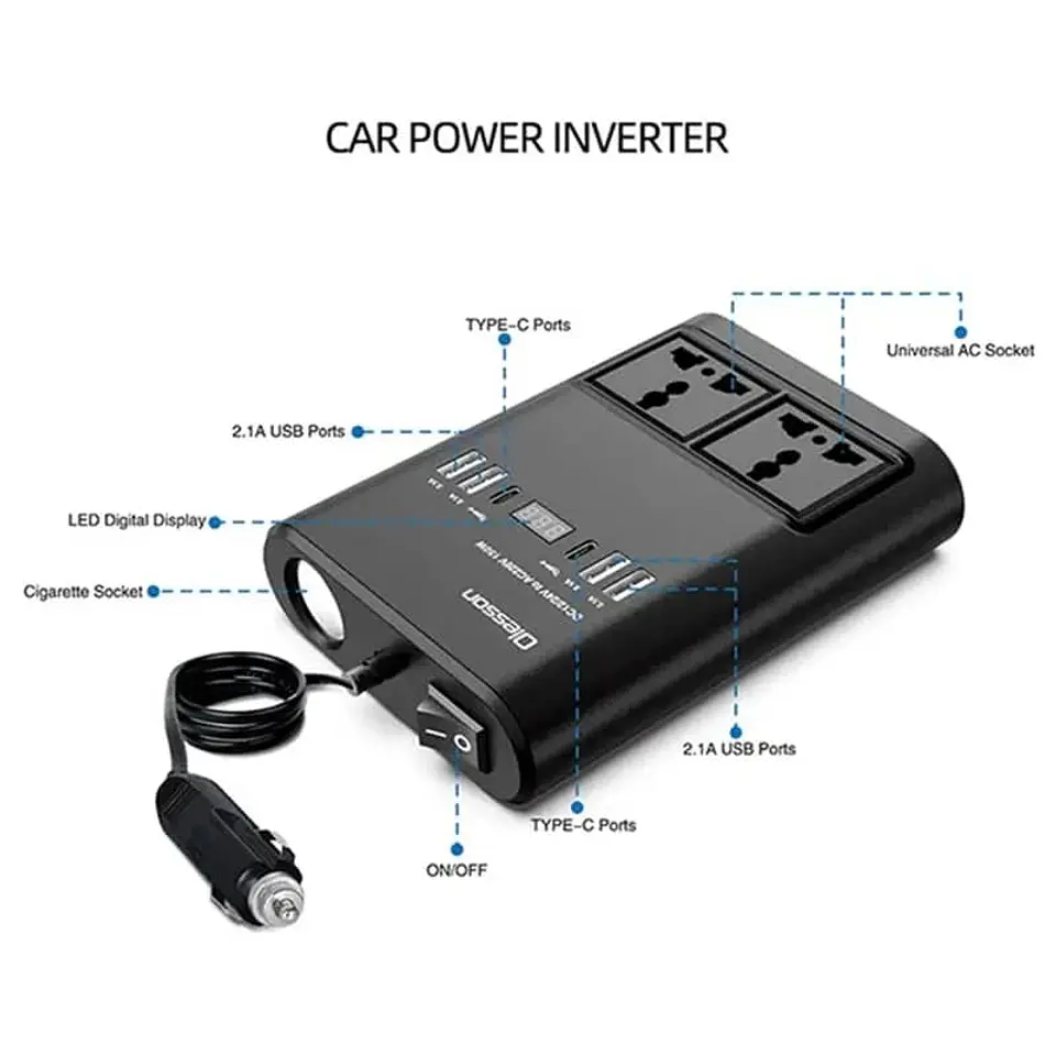 Inversor de Corriente para autos de 12v a 220v encendedor de 3