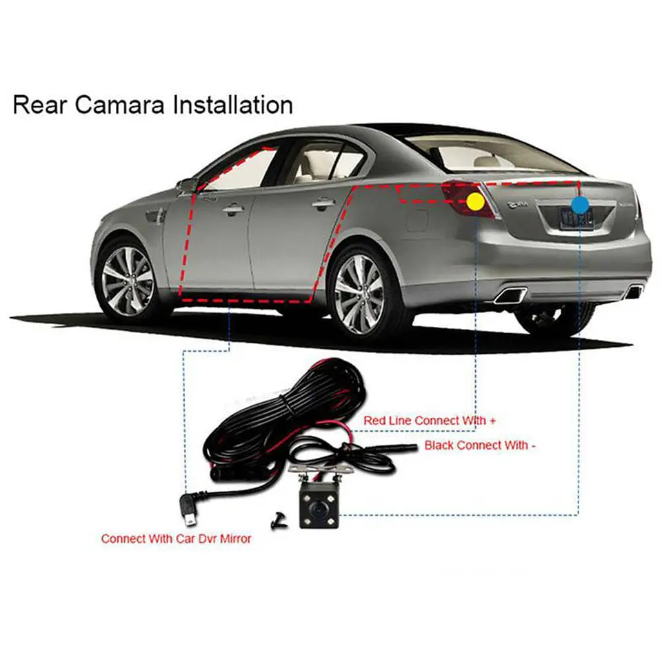 Cámara de reversa de autos HD Sobrepuesta 4 leds 9