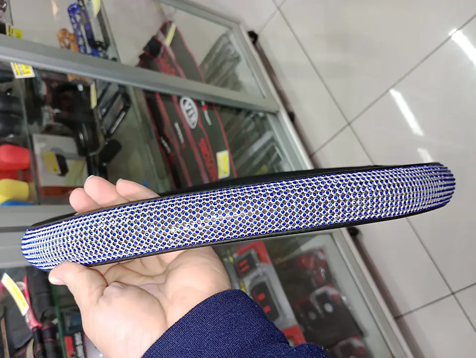 Cubre volante para damas con imitación de diamantes azul 2