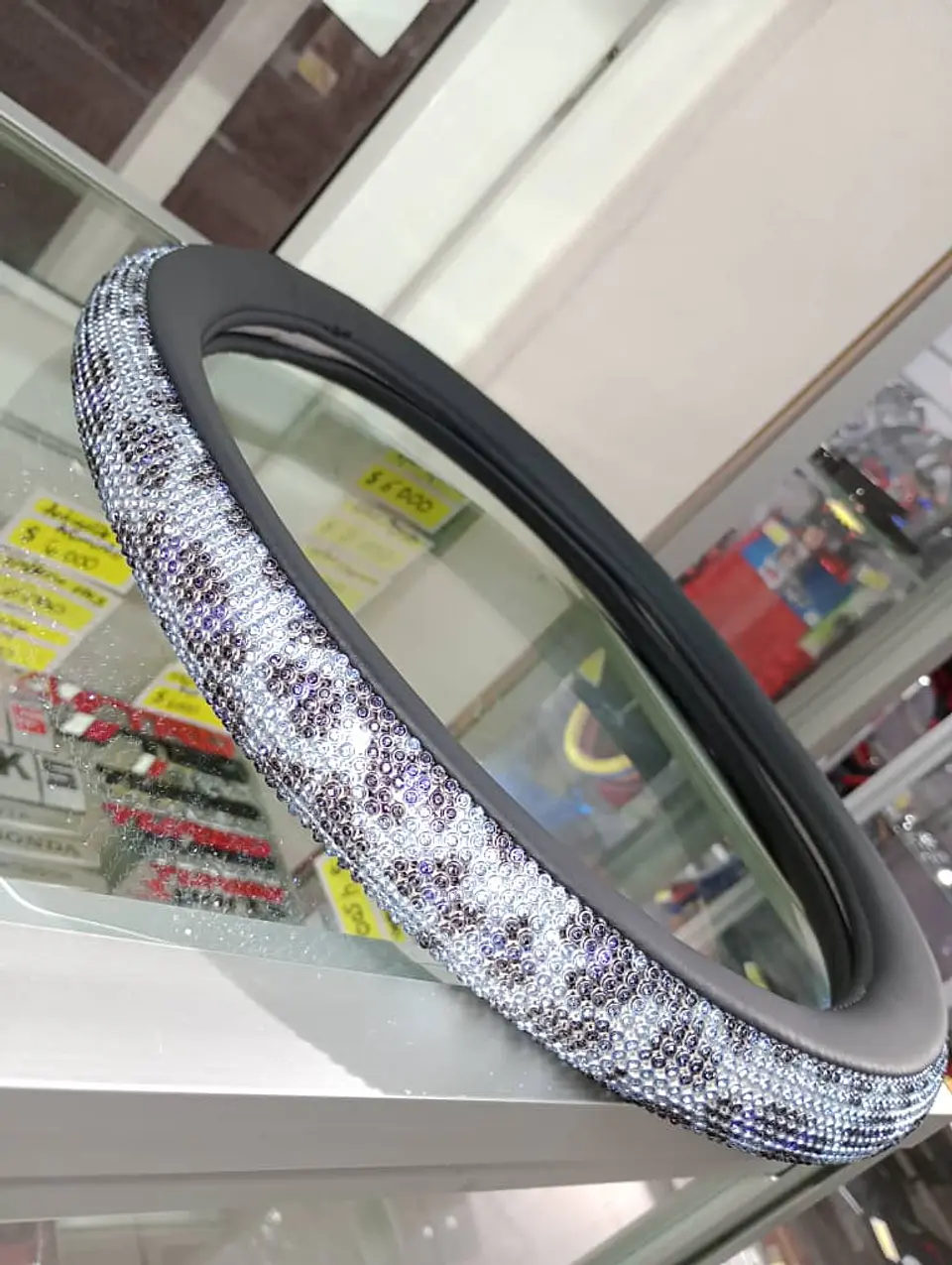 Forro cubre volante damas animal print, antideslizante 38cm 1