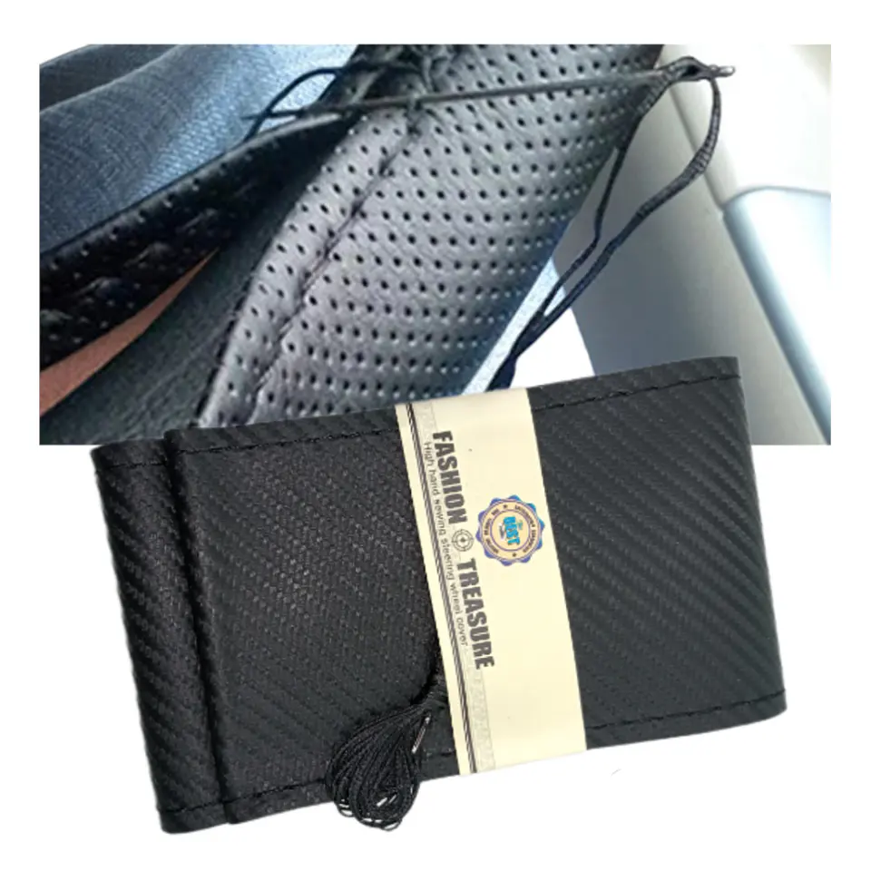 Forro volante cosido hilo Negro carbono 2