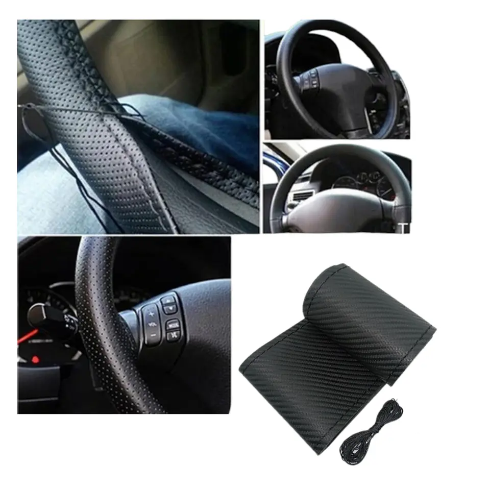 Forro volante cosido hilo Negro carbono 3