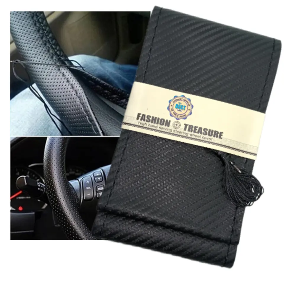 Forro volante cosido hilo Negro carbono 4