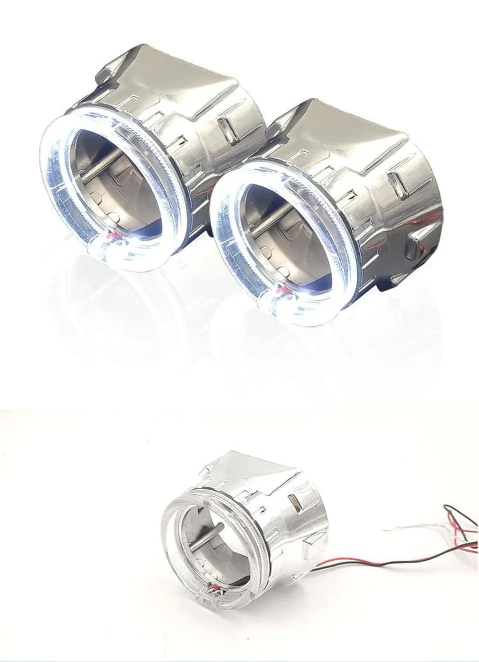 Par de cubiertas de luces proyectores de faros plateadas de 3