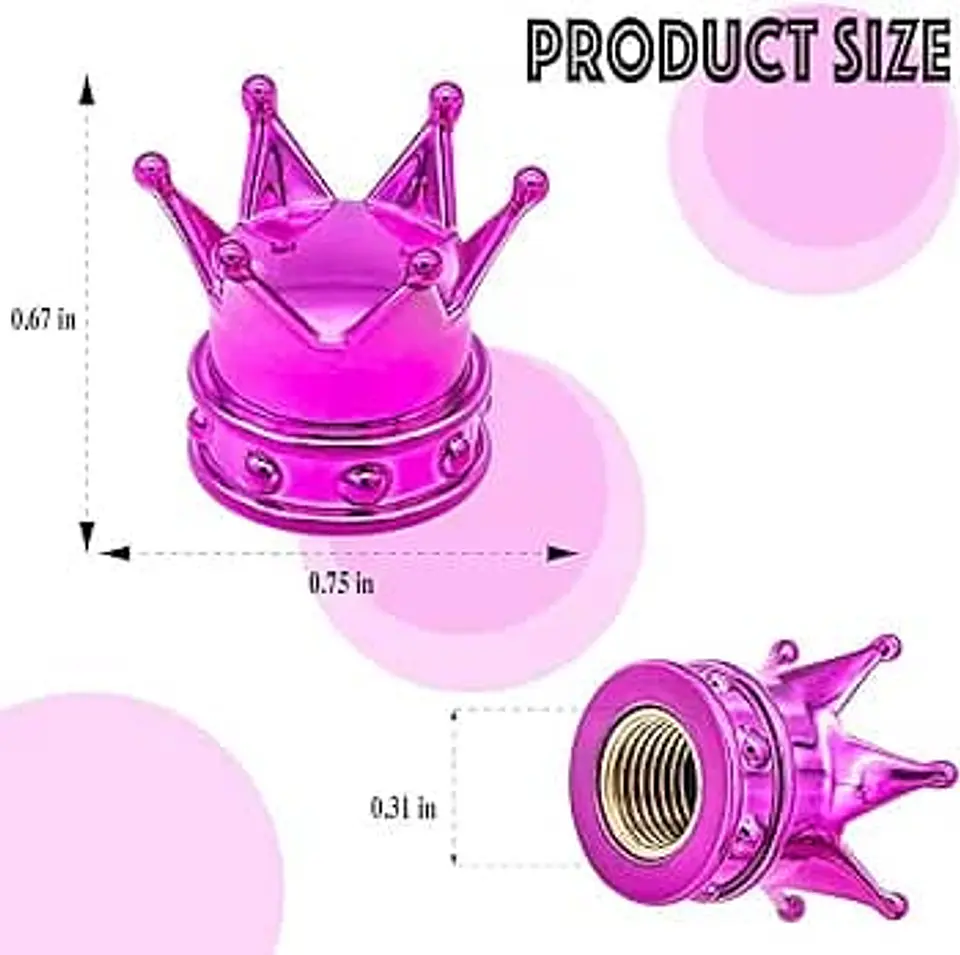 Set 4 Tapas de válvulas universal diseño corona color morado/ lila 2