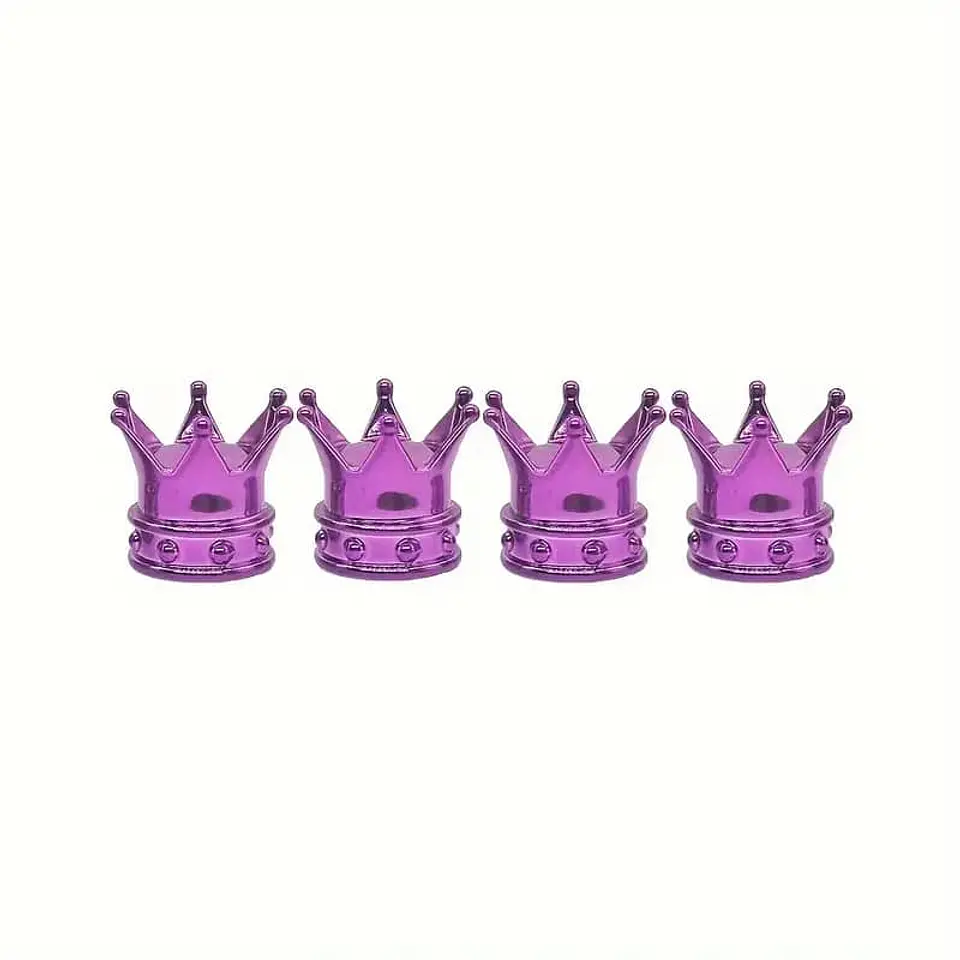 Set 4 Tapas de válvulas universal diseño corona color morado/ lila 7