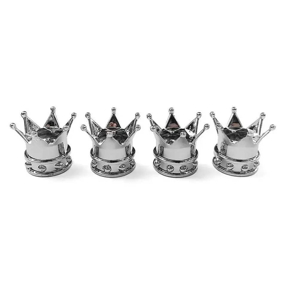 Set 4 Tapas de válvulas universal diseño corona color GRIS PLOMO 8