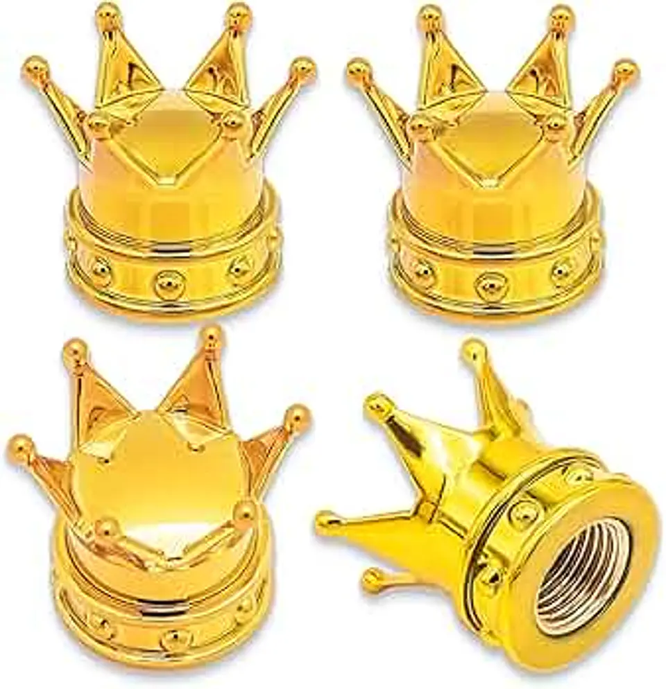Set 4 Tapas de válvulas universal diseño corona color DORADO 1