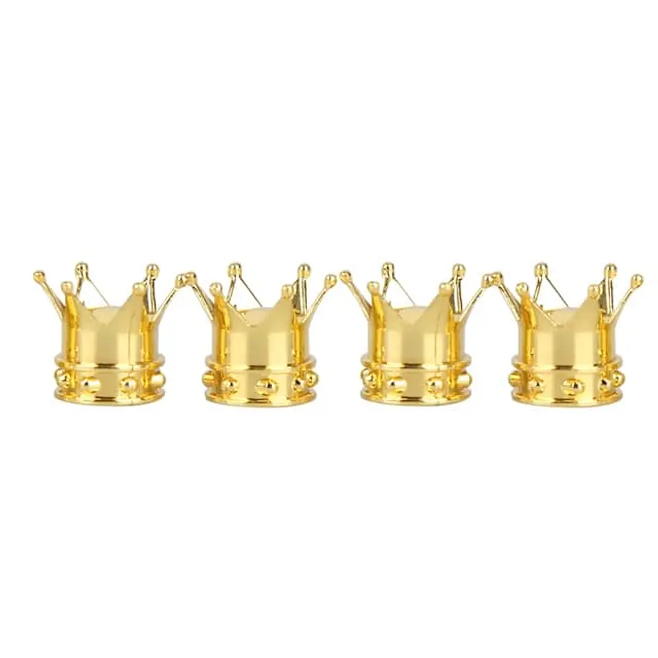 Set 4 Tapas de válvulas universal diseño corona color DORADO 12