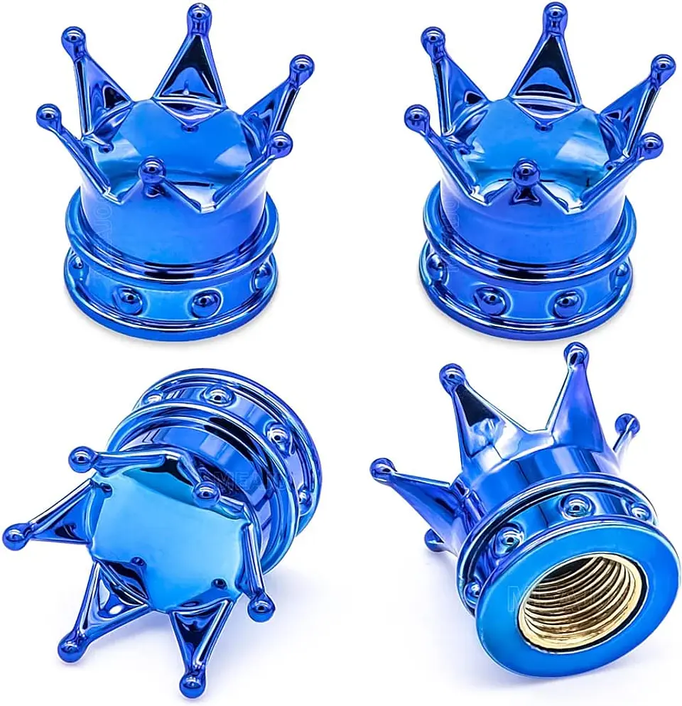 Set 4 Tapas de válvulas universal diseño corona color AZUL 2