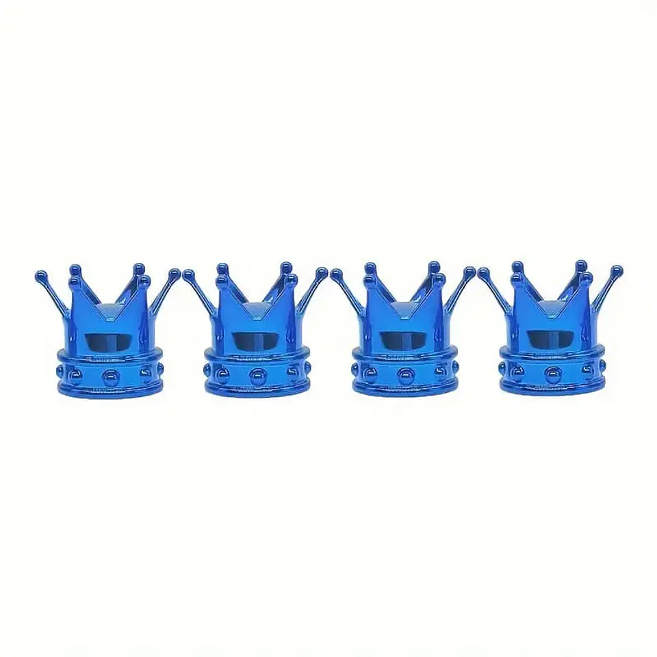 Set 4 Tapas de válvulas universal diseño corona color AZUL 7