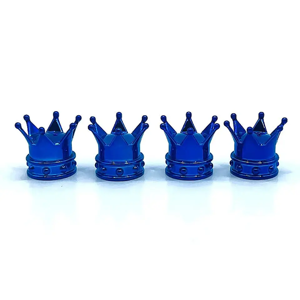 Set 4 Tapas de válvulas universal diseño corona color AZUL 8