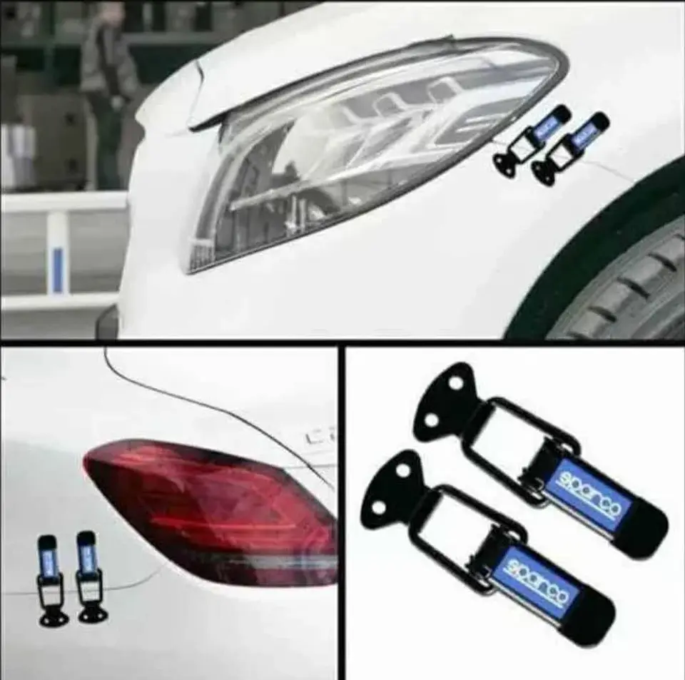 Par clip ganchos sujetadores parachoques delantera - negros sparco 3