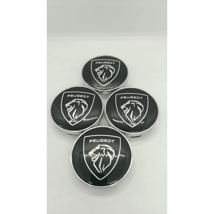 Set X4 Tapas centro de Llantas de autos universal Peugeot logo nuevo 10
