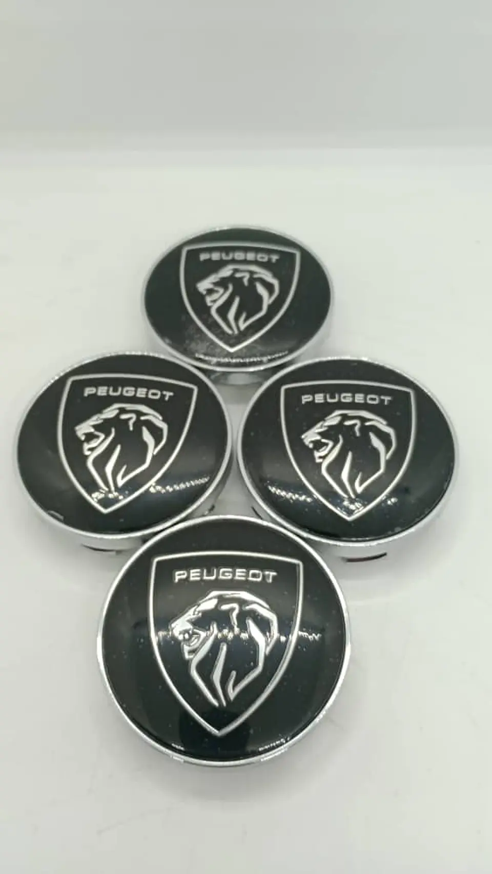 Set X4 Tapas centro de Llantas de autos universal Peugeot logo 10