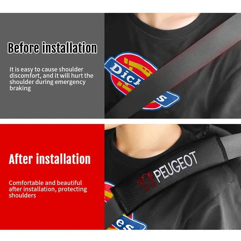 Cubre cinturón de seguridad de autos, almohadillas protectoras Peugeot 12