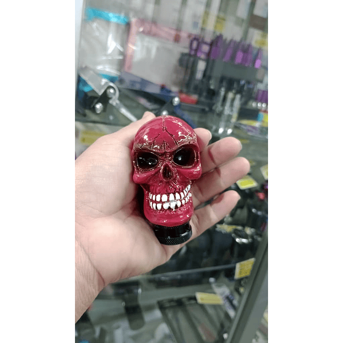 Pomo perilla palanca de cambios tunning diseño Calavera Rojo 5