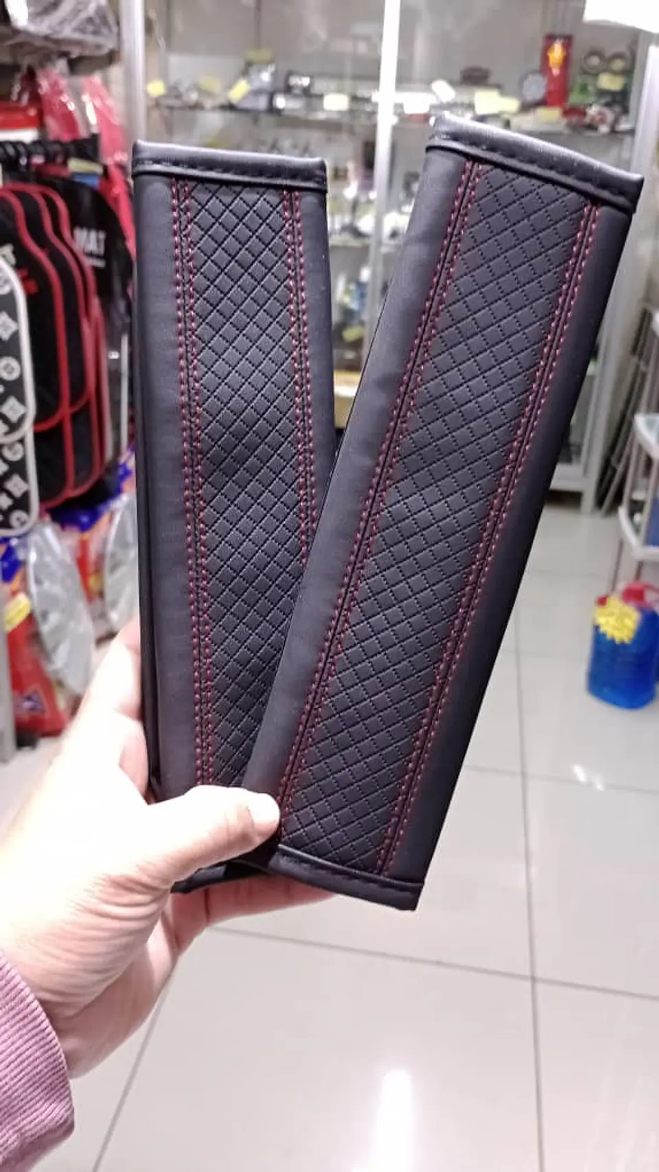 Cubre cinturón de seguridad de autos Hilo rojo 11