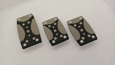 Set cubre pedales de auto, 3pzs aluminio/goma - Negro/Gris