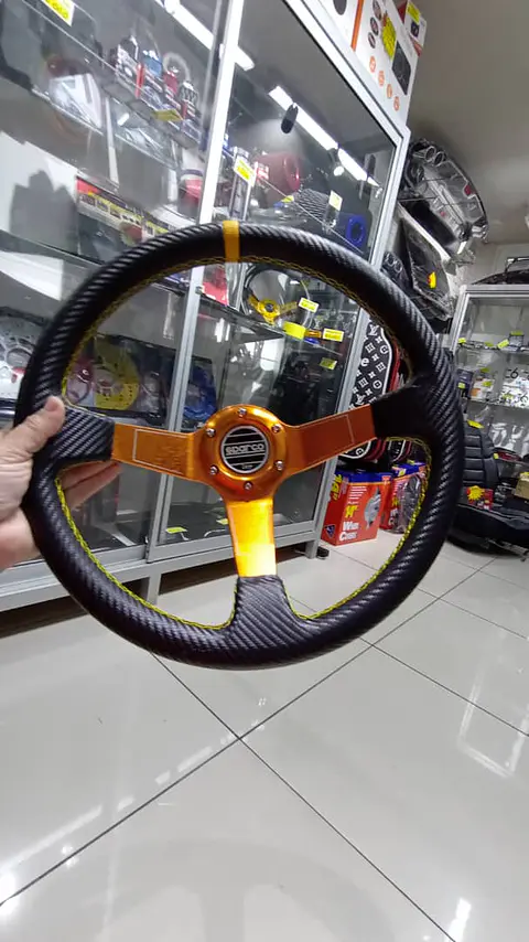 Volante deportivo universal Sparco 35cm liso - línea amarilla