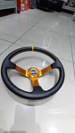 Volante deportivo universal Sparco 35cm liso - línea amarilla - Miniatura 2
