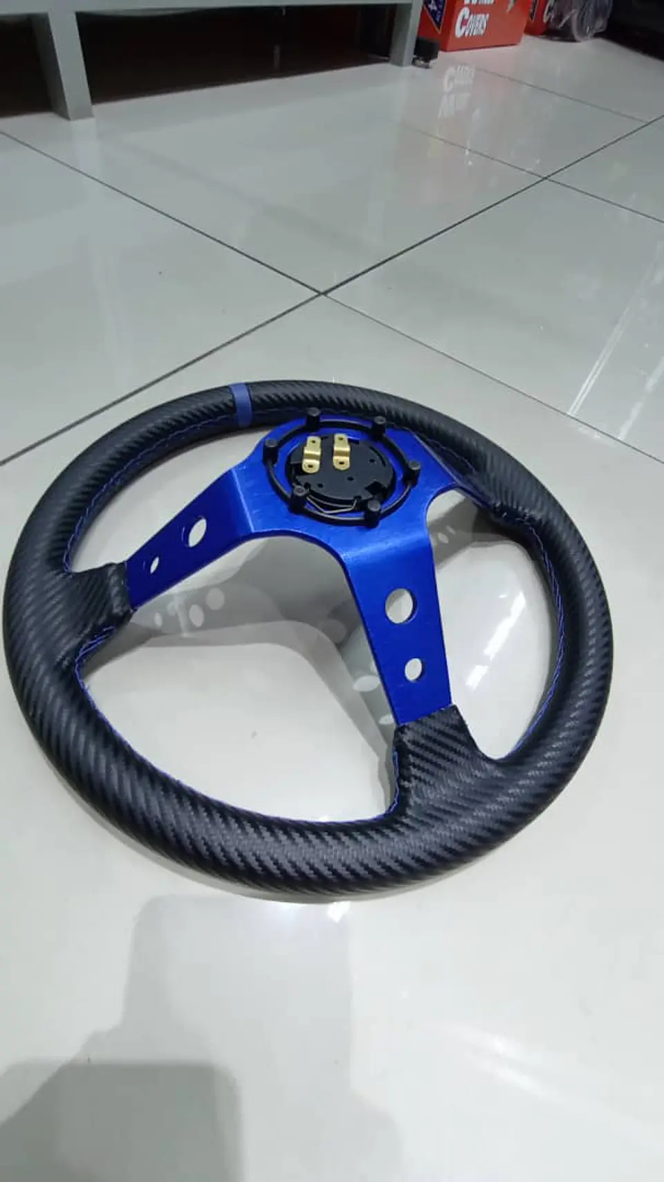 Volante deportivo Sparco 35cm (agujeros) - Centro Azul, línea Azul 4