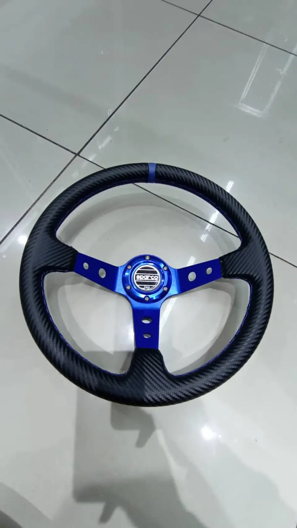 Volante deportivo Sparco 35cm (agujeros) - Centro Azul, línea Azul 5