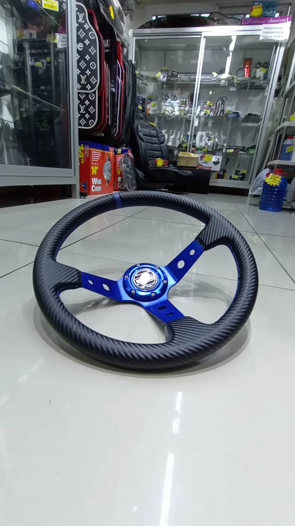 Volante deportivo Sparco 35cm (agujeros) - Centro Azul, línea Azul 2