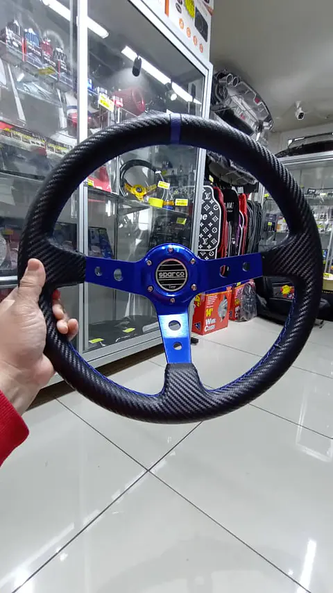 Volante deportivo Sparco 35cm (agujeros) - Centro Azul, línea Azul