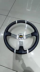 Volante deportivo universal Momo 35cm - Centro Plata, línea Blanca - Miniatura 3