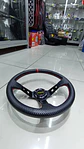 Volante deportivo Momo 35cm (agujeros) - Centro Negro, línea Roja - thumbnail 2
