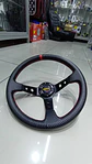 Volante deportivo Momo 35cm (agujeros) - Centro Negro, línea Roja - thumbnail 6