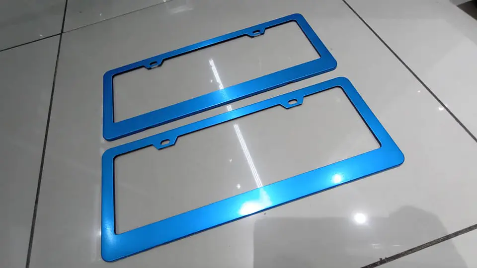 Par porta patentes/marco matrícula aluminio - Azul 5